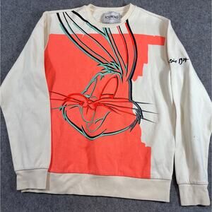 Iceberg Looney Tunes Bugs Bunny Sweatshirt Mens Beige Orange Cartoon Crewneck L